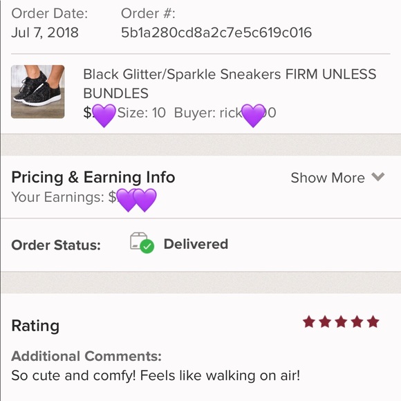 Black Glitter/Sparkle Sneakers - Picture 4 of 6